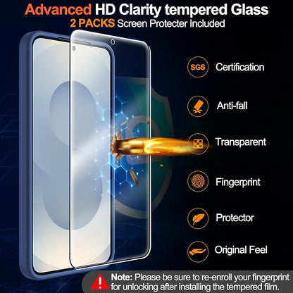 MOZOTER for Samsung Galaxy S25 Case with Magnetic,[Compatible with MagSafe][15Ft Military Dropproof][2*Screen Protector] Translucent Matte Anti-Slip Back Slim Shockproof Case for S25,6.2"(Blue)
