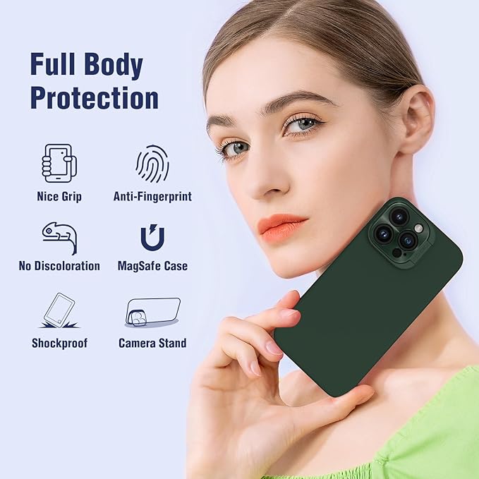 Nillkin for iPhone 15 Pro Case Silicone Upgraded[Compatible with MagSafe][Innovation Metal Camera Invisible Stand] Military Grade Protection Shockproof Phone Case for iPhone 15 Pro 6.1'' Black