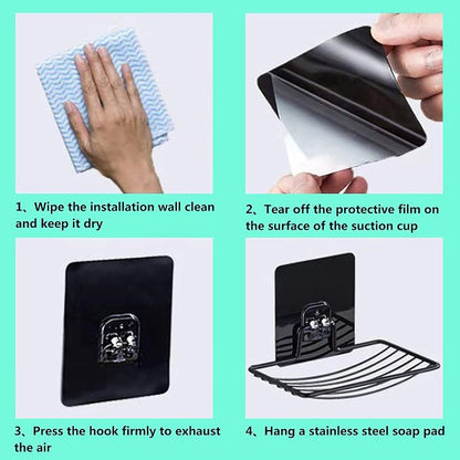 Stainless Steel Bar Soap Dish, Draining Soap Holder for Shower Bathroom Tub Kitchen Sink-Black 2pcs