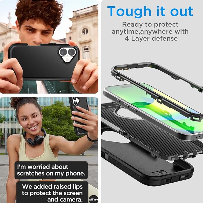 AICase for iPhone 17 Case(6.3"),Heavy Duty Drop Protection Full Body Rugged Shockproof/Drop Proof/Dust Proof Military Protective Tough Durable Phone Cover for iPhone 17 2025_BG020