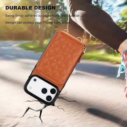 Bocasal Crossbody Wallet Case for iPhone 17 Pro Max, RFID Blocking PU Leather Zipper Handbag Purse Flip Cover, Kickstand Folio Case with Card Slots Holder Wrist Strap Lanyard 5G 6.9 Inch (Brown)