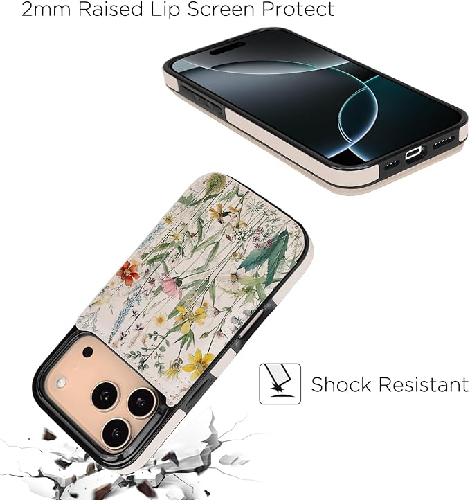 uCOLOR for iPhone 17 Pro Wallet Case with Card Holder PU Leather RFID Blocking Design iPhone 17 Pro flip case for Women Men Magnetic Clasp Kickstand Design 6.3 inch (Desert Flowers)
