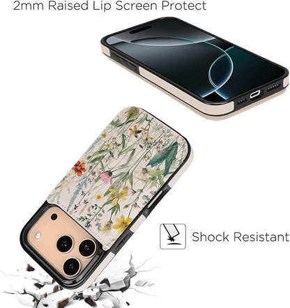 uCOLOR for iPhone 17 Pro Wallet Case with Card Holder PU Leather RFID Blocking Design iPhone 17 Pro flip case for Women Men Magnetic Clasp Kickstand Design 6.3 inch (Desert Flowers)