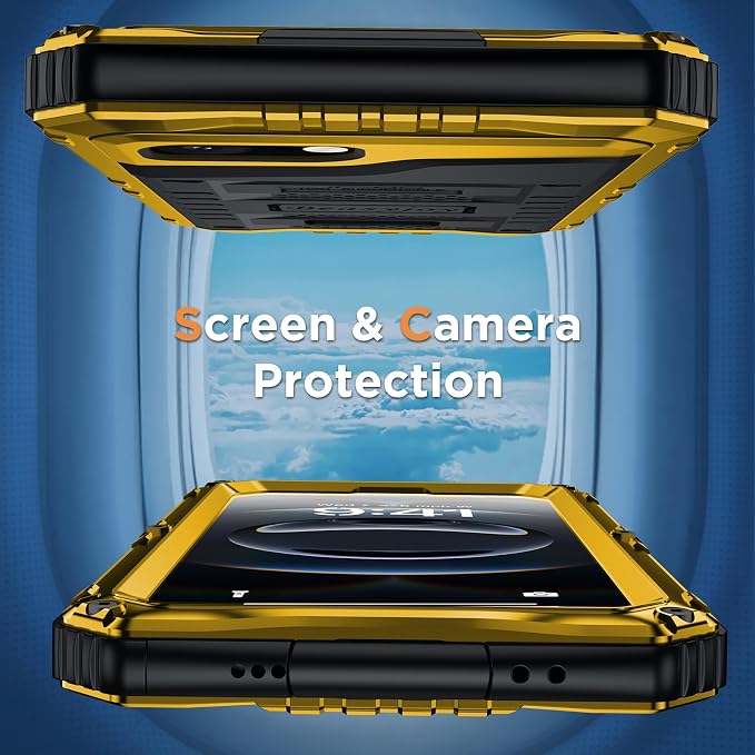 Beasyjoy for iPhone 16e Case/iPhone 17e Case Waterproof, Metal Heavy Duty Full Body Protective Case with Built-in Screen Protector, Military Grade Shockproof Cover for iPhone 16e/17e 6.1", Yellow