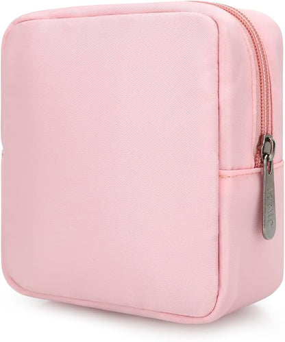Tech Organizer Pouch, Small Multi-Pocket Electronics Case (Pink) | Water-resistant nylon, foam padding, metal zipper, travel cable bag for charger, power bank, earbuds, SD cards and USB cables