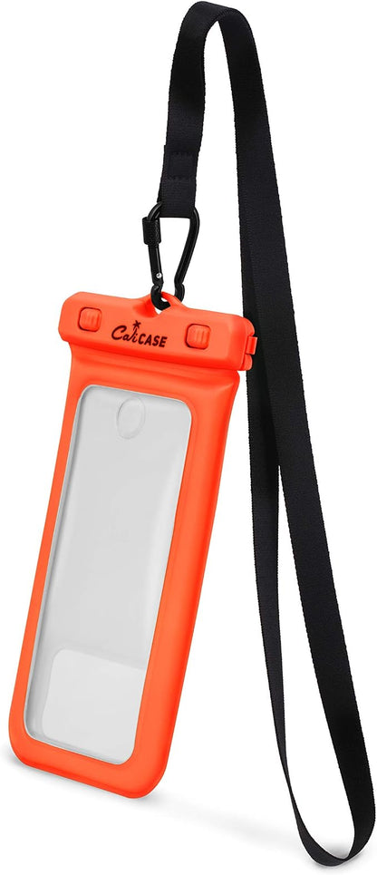 CaliCase Universal Waterproof Floating Phone Pouch - IPX8 Waterproof Floating Phone Case with Lanyard for iPhone X-15/ S20-S24/ Pixel 4-8 - Orange