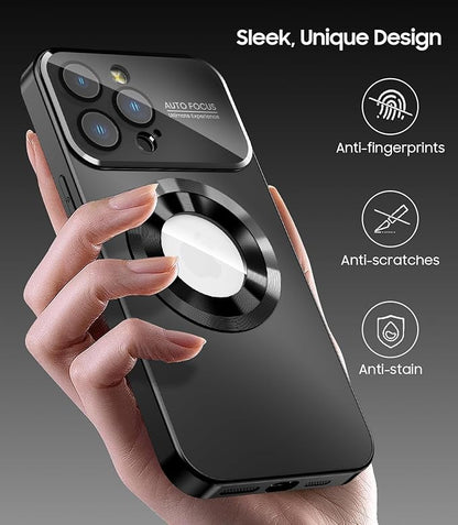 Magnetic for iPhone 15 Pro Max Case, Compatible with MagSafe, Built-in Camera Lens Protector, Logo View, Military Grade Drop Proof Phone Cover, Black