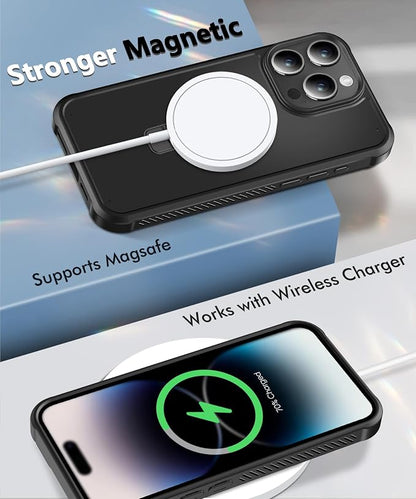 for iPhone 14 Pro Max Case, Built-in Magnetic & Seamless Stand, [Compatible with Magsafe] Protective Shockproof Phone Case, Scratch-Resistant Matte Back Slim Cover for 6.7 Inch - Black