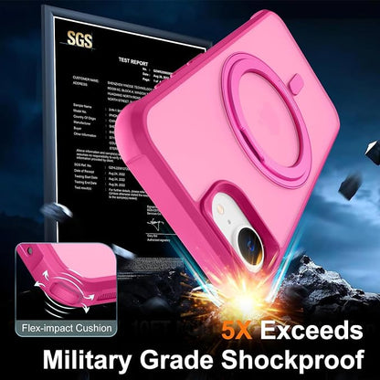 360° Magnetic Swivel Ring for iPhone 16E & 17E Case, Built-in Metal Stand and Ring Holder, Magsafe Compatible, Military Grade Protection, Shock and Vibration Resistant - Rose Pink