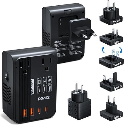 Upgraded 350W Voltage Converter US to Europe for Hair Straightener Shaver Toothbrush CPAP Camera Cell Phone - 220V to 110V Converter for European Travel, Power Converter Adapter Combo with PD Chargers