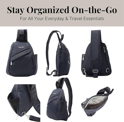 Baggallini Medium Sling Backpack - 9"x11" Lightweight Sling Bag with Convertible Adjustable Shoulder Strap
