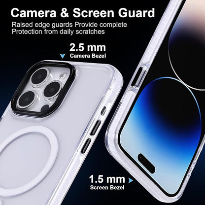 Strong Magnetic case for Phone 14 pro max [10Ft Military-Grade Protection] Compatible with fit MagSafe Shockproof Slim Thin Cover 6.7 inch, Clear White