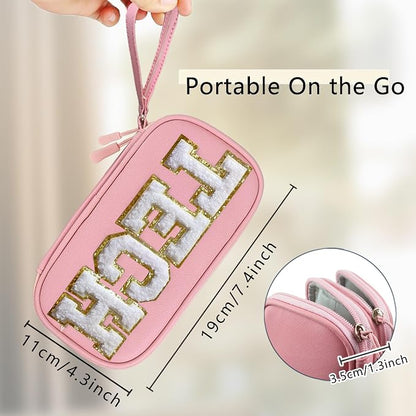 COSHAYSOO Personalized Electronics Travel Organizer Cable Management Case Phone Charger Charging Cords Tech Accessories Pouch, Unique Trip Gifts for Women Traveler College Teen Girls Vacation Pink