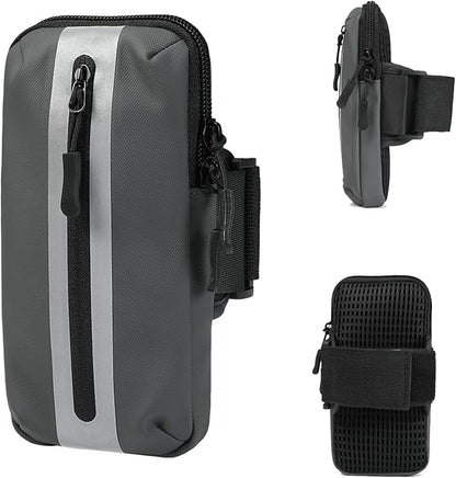 Prime Comfort Running Phone Holder Armband, iPhone Arm Bands for Exercise, Running Arm Bands for Cell Phone, Phone Purse Cell Phone Holder for Walking (Grey)