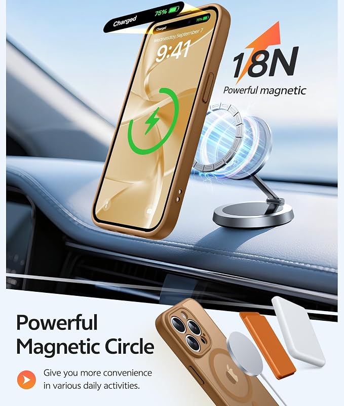 FNTCASE for iPhone 15 Pro Max Case: [Compatible with Magsafe] Translucent Matte Cases with [Full Camera Protection] [Screen Protector] Military Grade Shockproof Protective Phone Cover - Brown