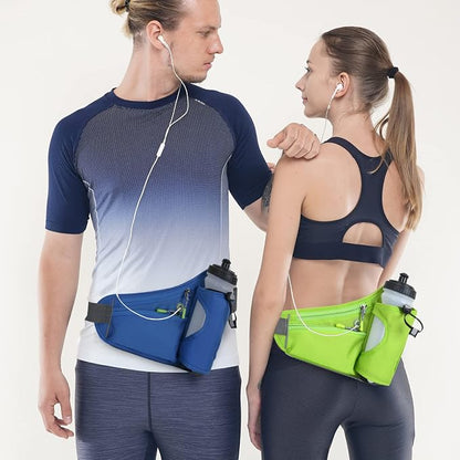 HOTEMIA Fanny Pack with Water Bottle Holder, Hydration Running Belt for Men Women Adjustable Strap Waist Bag Suitable for Hiking Running Walking Jogging Camping (Bottle Not Included) (Green)