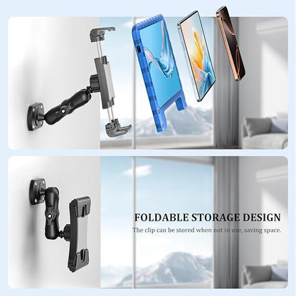 OHLPRO Tablet Holder for Car & Truck Dashboard Heavy Duty iPad Mount with Upgrade Double Spring Clamp & Drill Base 360° Rotating Arm for 5"-13" Tablets & Phones Kindle, Fit for Vehiclesa, Wall, Desk