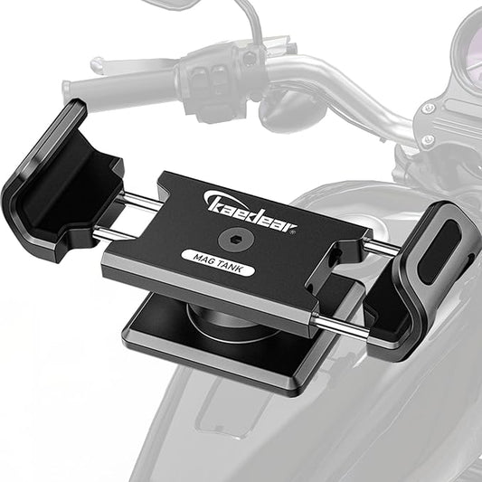Kaedear Motorcycle Magnetic Phone Holder, Strong Neodymium Magnet, Aluminum, Stainless Steel Extension Arms, 360° Rotation, Scratch Protection, Mag Tank KDR-M35