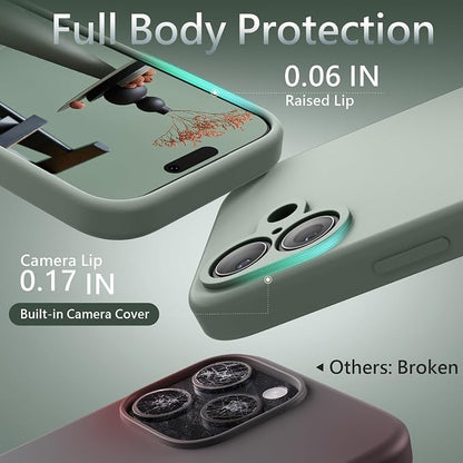 FireNova Magnetic for iPhone 17 Case, Compatible with MagSafe, [Integrated Silicone Camera Control Button] [Camera Protection] Anti-Scratch Microfiber Lining Phone Case, 6.3", Calke Green