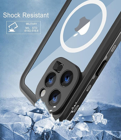 Design for iPhone 14 Pro Max Waterproof Case, Full Body Shockproof Case Dust Proof Phone Case Cover with Screen Protector - Black