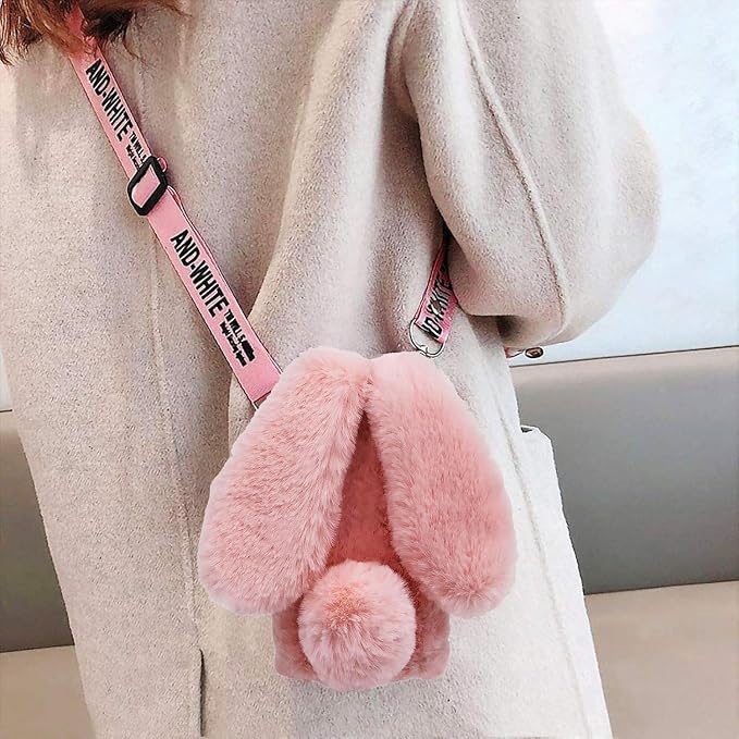Rabbit Ear Case Compatible with Samsung Galaxy S26+/Plus 5G,Soft Bumper Protective Cover with Crossbody Strap for Kids Girls Women,Pink