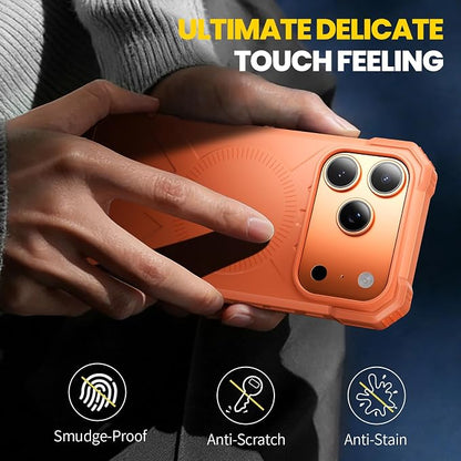 3 in1 for iPhone 17 Pro Max Case,[1 Screen Protector & 1 Camera Lens Protector ],7X Military-Grade Drop Protection ,Fits MagSafe ,Tough, Rugged & Durable for Heavy Duty iPhone 17 Pro Max Case, Orange