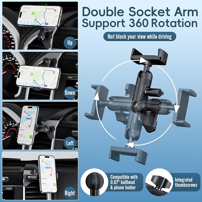 Kaishengyuan Metal Vent Phone Mount Compatible with 2015-2020 Ford F-150, 2017-2021 Super Duty & 2018-2021 Expedition, Car Solid Phone Holder Cellphone Cradles Bracket Stand for All Smartphone