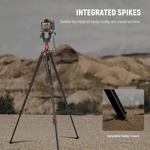 NEEWER 72" Fluid Head Video Tripod Monopod, Aluminum Alloy QR Plate Compatible with DJI RS Gimbal, 360° Pan & +90°/-70° Tilt for DSLR Camera Camcorder, Max Load 13.2lb/6kg, TP72A