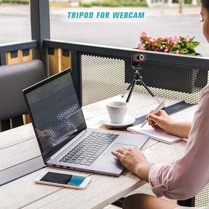 Mini Tripod for Webcam and Phone, Metal Extendable Webcam Stand with Phone Holder, Tripod for Webcam