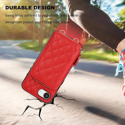 Bocasal Crossbody Wallet Case for iPhone 17e/16e, RFID Blocking PU Leather Zipper Handbag Purse Flip Cover, Kickstand Folio Case with Card Slots Holder Wrist Strap Lanyard 6.1 Inch 5G (Red)