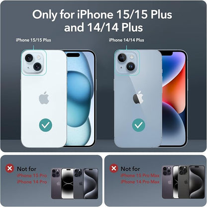 ESR 2 Pack Camera Lens Protector for iPhone 15/15 Plus/14/14 Plus, Ultra-tough HD Individual Lens Protectors, Scratch Resistant, Ultra-thin Tempered Glass, Armorite Series, Rhinestone Blue
