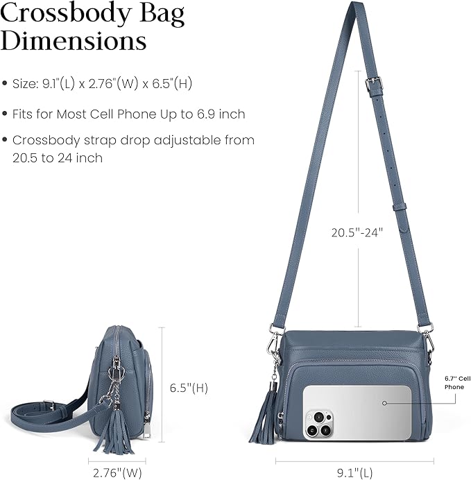 befen Genuine Leather Crossbody Purses for Women Small Crossbody Bags Purse with Built in RFID Blocking Wallet