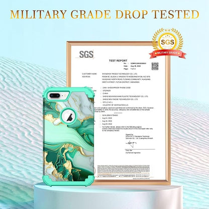 Hocase Heavy Duty Shockproof Protection Hard Plastic+Silicone Rubber Hybrid Protective Case for iPhone 7 Plus/iPhone 8 Plus - Mint Green