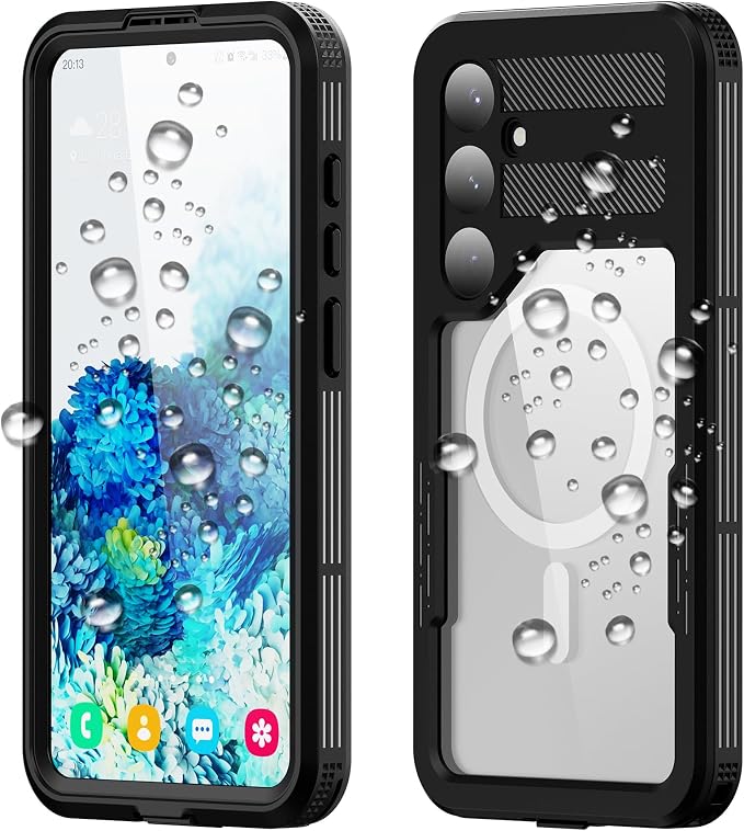 Losin Compatible with Galaxy S25 Case Waterproof Magnetic [Compatible with MagSafe] [Drop Protection] [IP68 Underwater] Full Body Shockproof Protective Phone Case, Black