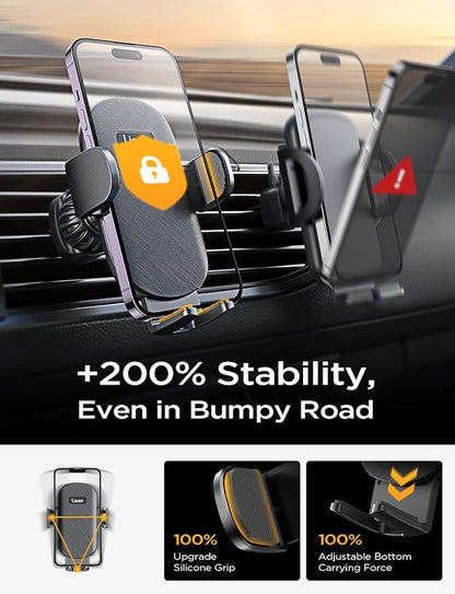 LISEN for iPhone 17 Phone Mount for Car [Ultla Stable] Phone Holder for Car Vent[Never Blocking] Steel Hook Clip Car Phone Holder Mount for iPhone 16 15 Pro Samsung Galaxy S223/S22 All Phones Kits