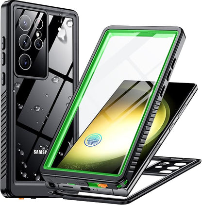 Temdan for Samsung Galaxy S23 Ultra Case,Waterproof Built-in Lens & Screen Protector[Full Body Shockproof][12 FT Military Drop Proof][Dustproof][IP68 Underwater] Case for S23 Ultra 5G 6.8”-Green