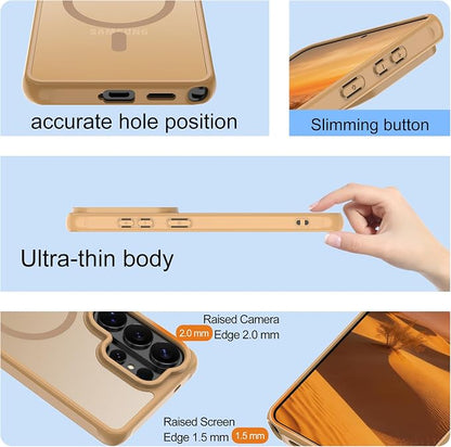 Pilaru for Galaxy S26 Ultra Phone Case: 12FT Military Grade Drop Protection [magsafe Fit] s26 Ultra Magnetic case with 2PC HD Screen Protector,Frosted Translucent Soft-Touch Skin for S 26 Ultra,Gold