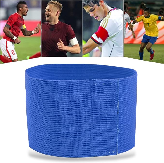 Elastic Soccer Captain Armband, Outdoor Team Sports Groups Soccer Armbands Adjustable Player Bands, Adults & Youths Arm Band Elastic Captain Armbands (Blue)