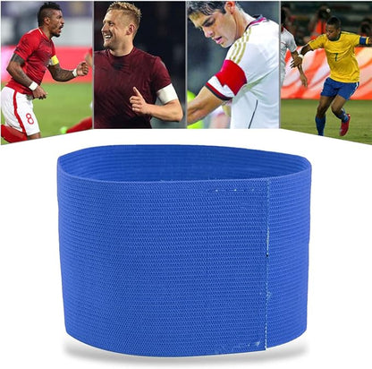 Elastic Soccer Captain Armband, Outdoor Team Sports Groups Soccer Armbands Adjustable Player Bands, Adults & Youths Arm Band Elastic Captain Armbands (Blue)