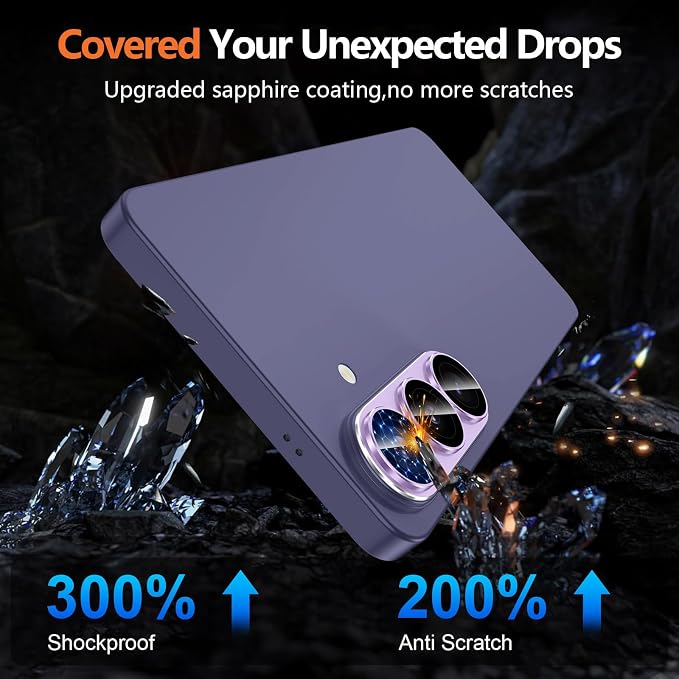 for Samsung Galaxy S26 Plus Camera Lens Protector, Electroplated Matte Back with 9H Tempered Glass Lens Protector, [Strong Adsorption] [Case-Friendly] Metal Ring HD Clear Lens Cover, Purple