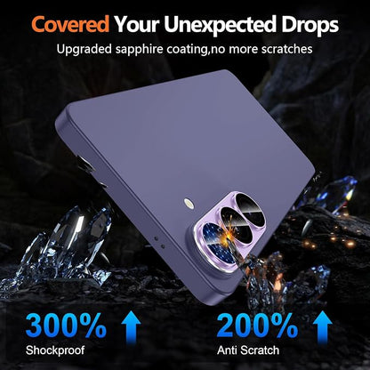 for Samsung Galaxy S26 Plus Camera Lens Protector, Electroplated Matte Back with 9H Tempered Glass Lens Protector, [Strong Adsorption] [Case-Friendly] Metal Ring HD Clear Lens Cover, Purple