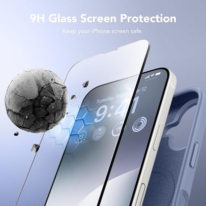 GONEZ Magnetic for iPhone 17 Case, Compatible with MagSafe, [Screen Protector + Camera Lens Protector], Liquid Silicone Anti-Scratch Shockproof Protective Phone Case 6.3 inch, Lavendr Gray
