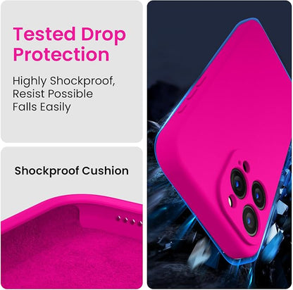 FireNova Designed for iPhone 16 Pro Max Case, Silicone Upgraded [Camera Protection] Phone Case, Soft Anti-Scratch Microfiber Lining Inside, 2024, Hot Pink