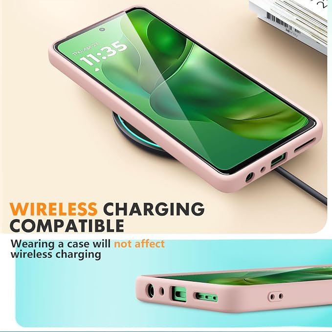 Case for Motorola Moto G Power (2025), 2 Pack Tempered Glass Screen Protectors, Soft TPU Silicone Shockproof Case-Pink