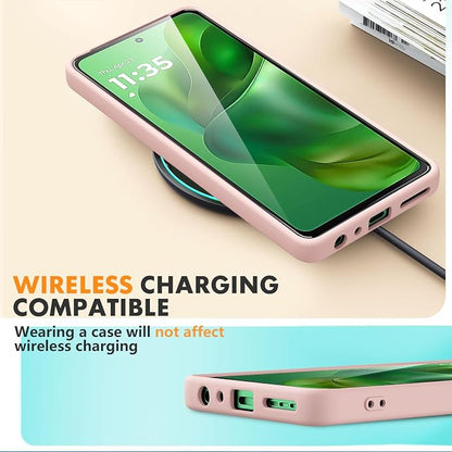 Case for Motorola Moto G Power (2025), 2 Pack Tempered Glass Screen Protectors, Soft TPU Silicone Shockproof Case-Pink