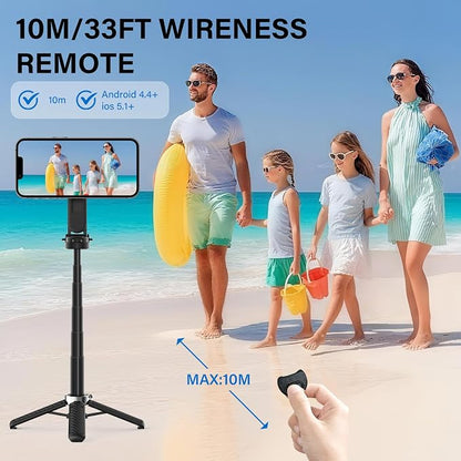 Opticnock 4-in-1 Magnetic Selfie Stick for iPhone/Android - 360° Rotatable, Extendable with Wireless Remote | Pocket Size | Includes Phone Ring (1PC)