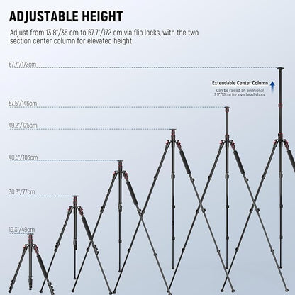 NEEWER Basics TP15 Camera Tripod Monopod, 68" Metal Heavy Duty Portable Travel DSLR Cell Phone Stand with Cellphone Holder Mount Compatible with iPhone Filming Video Recording, Ball Head Not Included