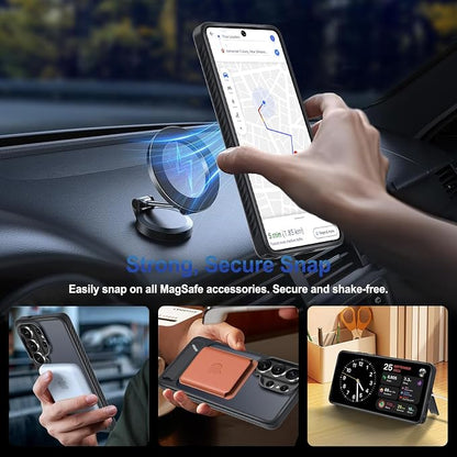 RMOCR for Samsung Galaxy S26 Ultra Case with Screen Protector+Lanyard Wrist Strap,Magnetic Translucent Matte Rugged Slim Phone Cover Built in Invisible Kickstand [Fit for MagSafe],2026 Black