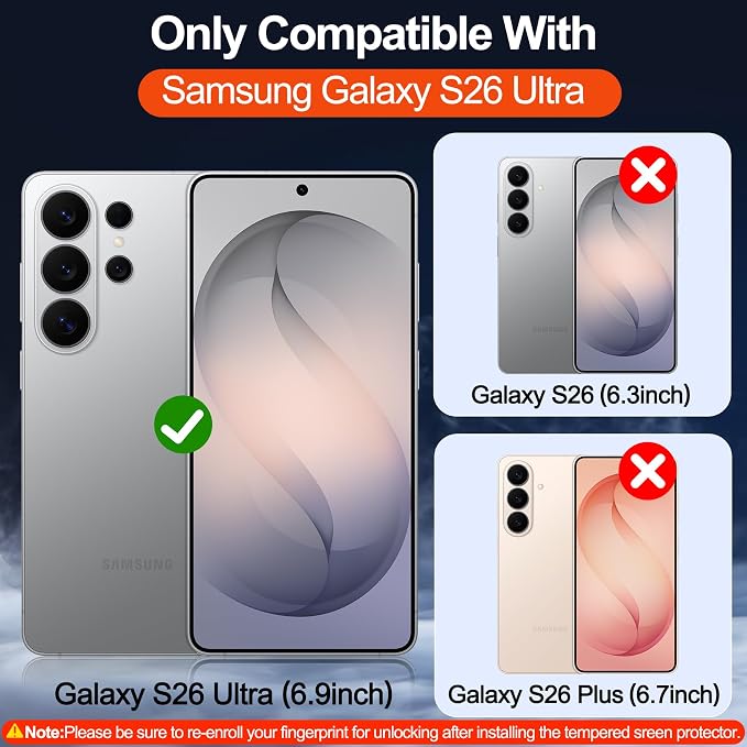 MOZOTER for Samsung Galaxy S26 Ultra Case with Magnetic,[Compatible with MagSafe][12Ft Military Dropproof][2*Screen Protector] Translucent Anti-Slip Back Slim Shockproof Case for S26 Ultra-Blue | [12Ft Military Dropproof][2*Screen Protector]Translucent...