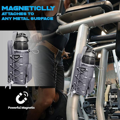 Magnetic Gym Bag for Men and Women, Magnetic Water Bottle Holder for Gym, Small Gym Bag, Gym Gifts for Women and Men (Gray, <40 OZ)